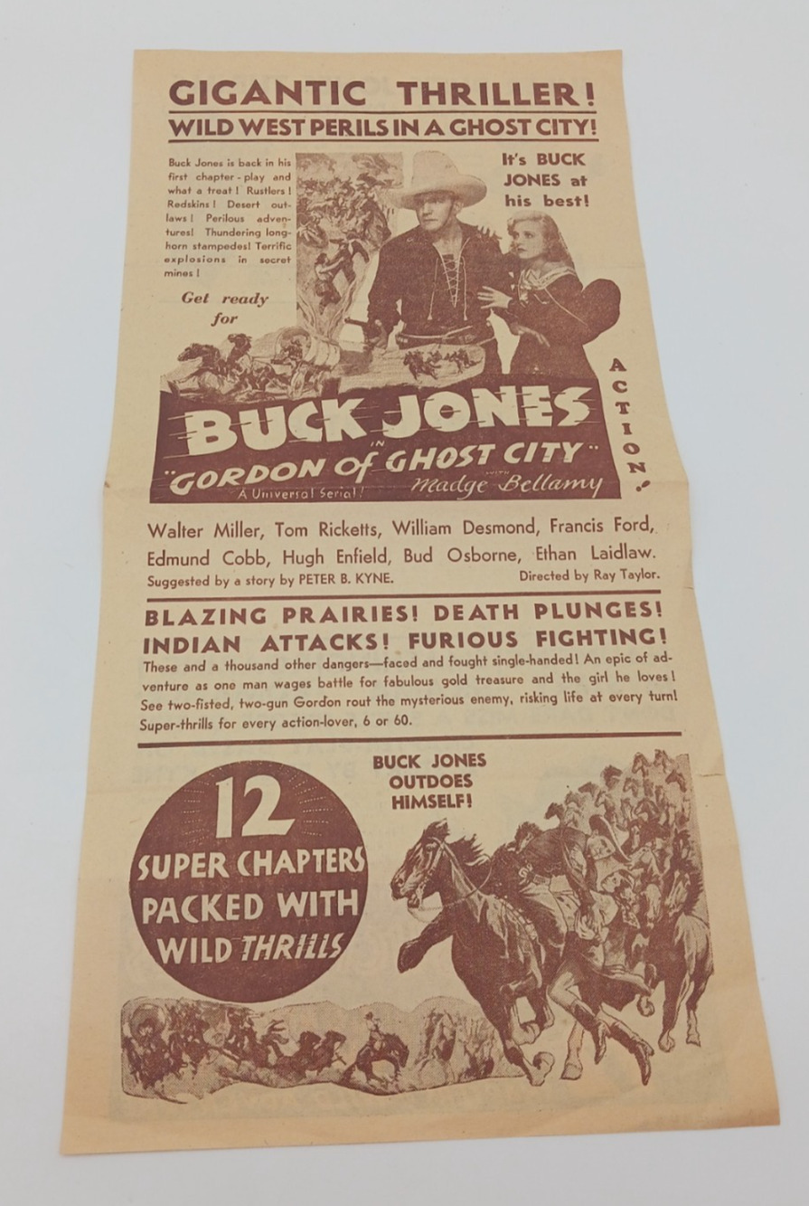 Buck Jones in Gordon of Ghost City Madge Bellany Home Theatre Movie Flyer Poster